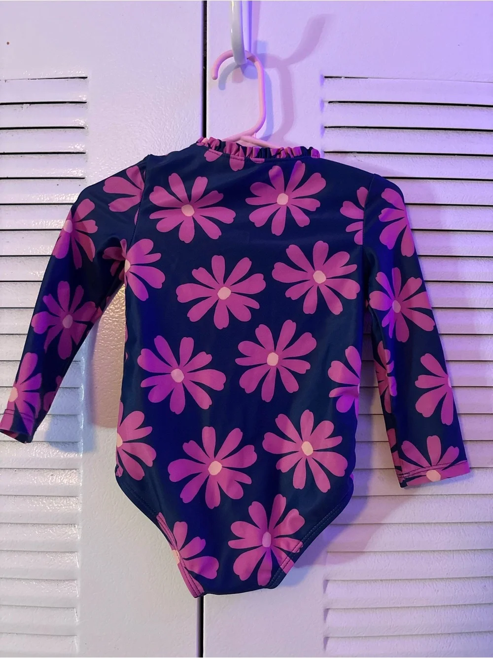 Carter's Navy Long-Sleeve One-Piece Rashguard with Pink Floral 18 Month